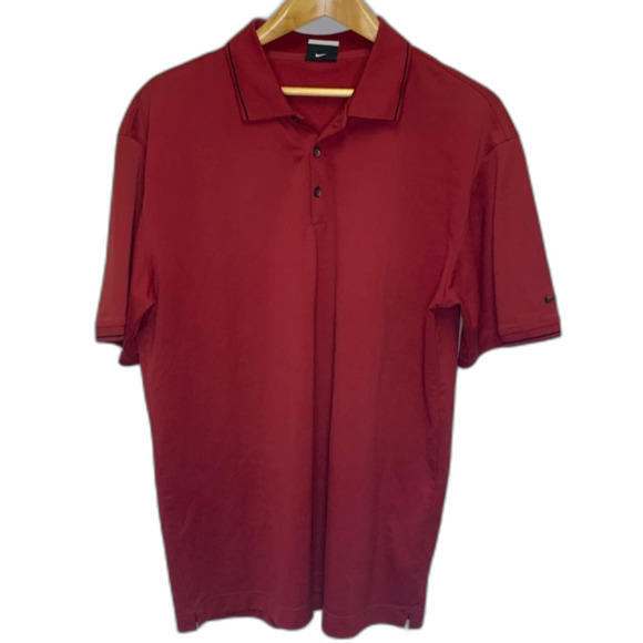 Nike Golf Red Black Trim Performance Short Sleeve Classic Polo Shirt Size XL - Picture 2 of 10